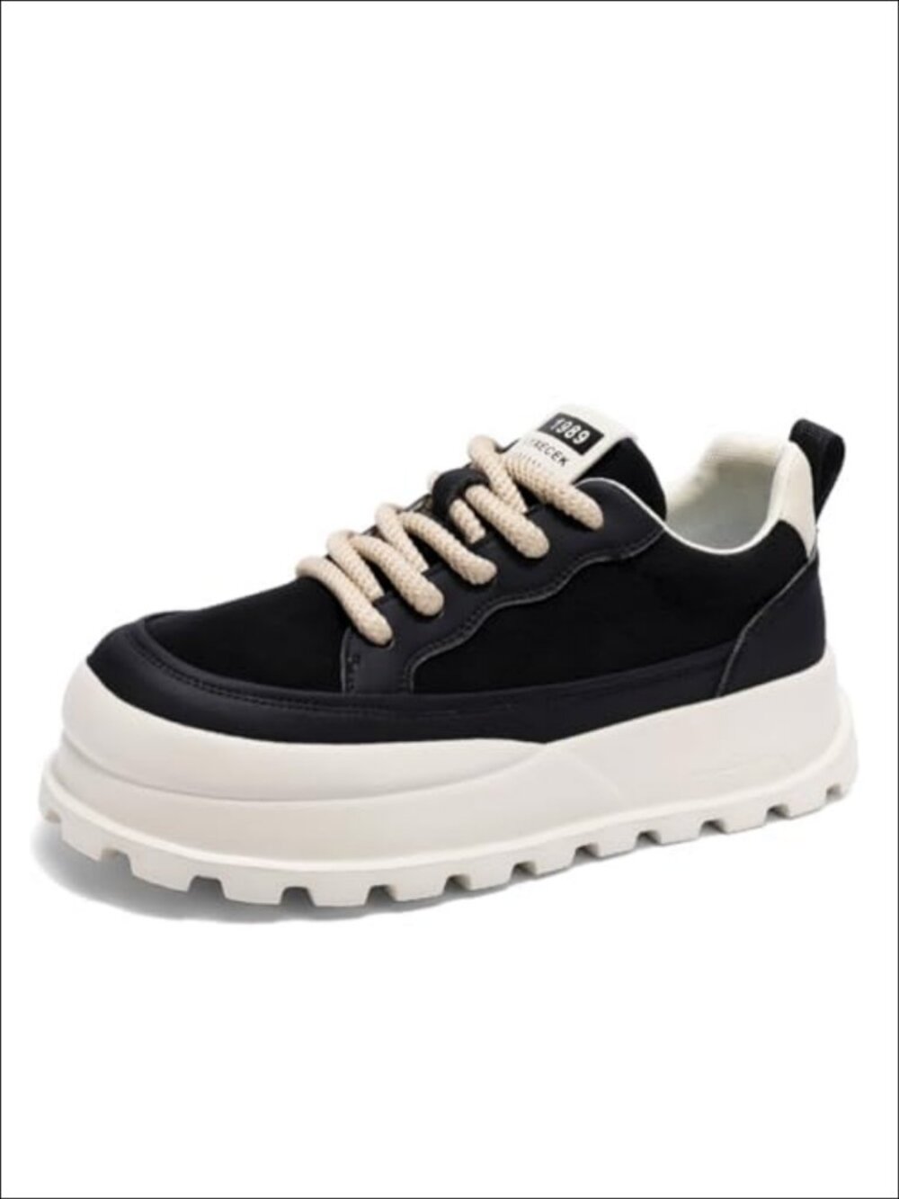 Men's Platform Retro Sneakers Classic Trainers Chunky Lace-Up Casual Walking